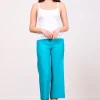 Pants*AVENUE MONTAIGNE Alex Linen Aqua