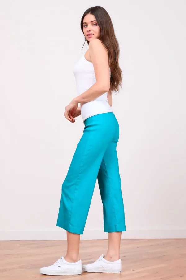 Pants*AVENUE MONTAIGNE Alex Linen Aqua
