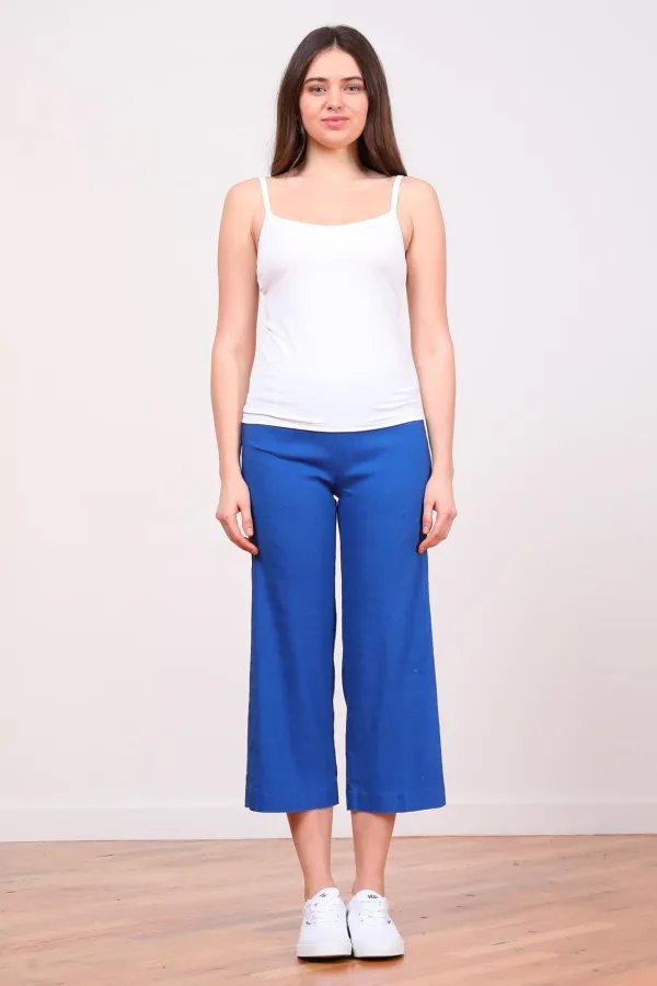 Pants*AVENUE MONTAIGNE Alex Linen Electric Blue