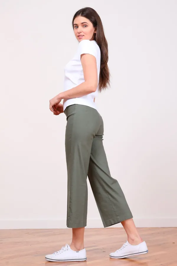 Pants*AVENUE MONTAIGNE Alex Linen Olive Green