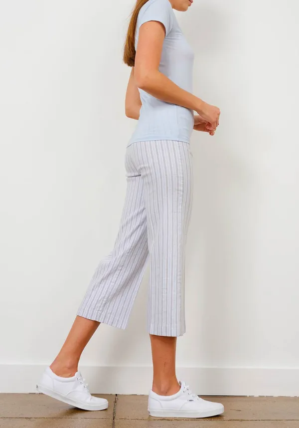 Pants*Avenue Montaigne Alex Linen Stripes Grey And Blue