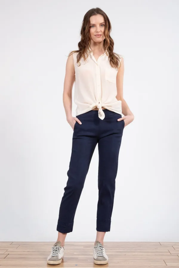 Pants*AVENUE MONTAIGNE Ben Linen Navy