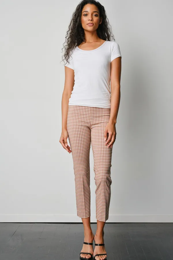 Pants*AVENUE MONTAIGNE Brigitte Check Cognac