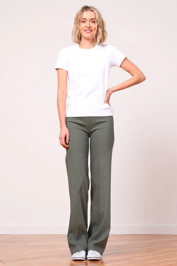 Pants*AVENUE MONTAIGNE Flavia Linen Olive Green