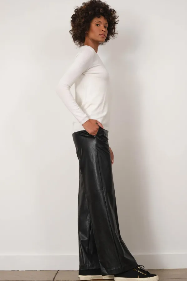 Pants*AVENUE MONTAIGNE Georges Pleather Black