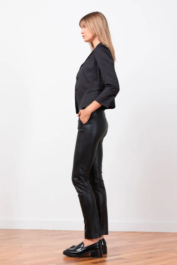 Pants*AVENUE MONTAIGNE Louis Pleather Black
