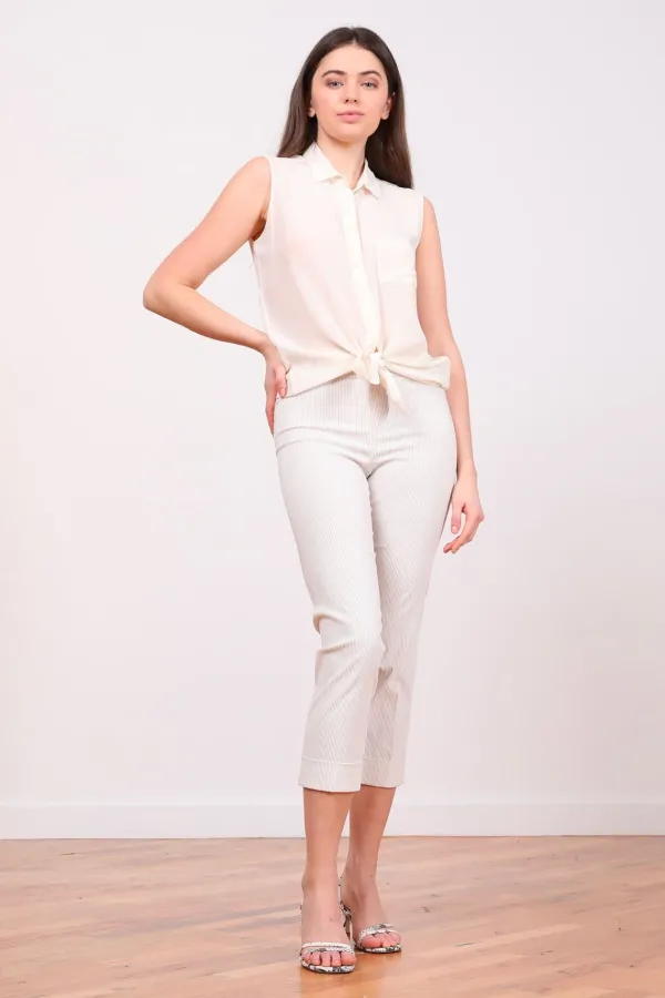 Pants*AVENUE MONTAIGNE Oliver Seersucker Beige