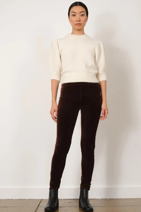 Pants*AVENUE MONTAIGNE Pull On Skinny Velvet Brown